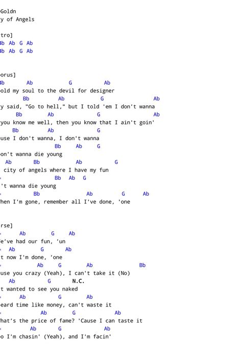 CITY OF ANGELS CHORDS (ver 2) by 24KGoldn .
